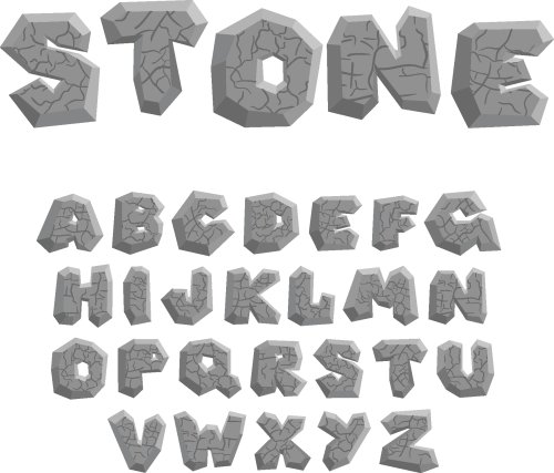 Vector chữ cái bằng đá trên nền trắng