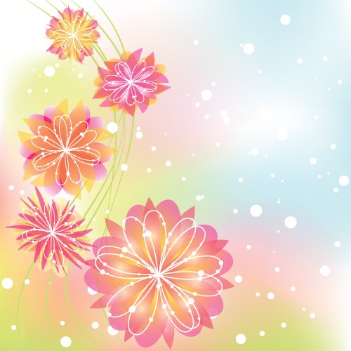 Vector hoa mùa xuân trên nền đầy màu sắc | Thư viện stock vector đẹp miễn  phí