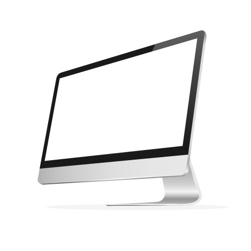 Vector màn hình máy tính với màn hình trống trên nền trắng