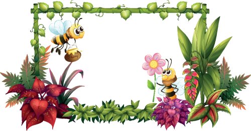 Vector minh họa con ong với hoa trên nền trắng