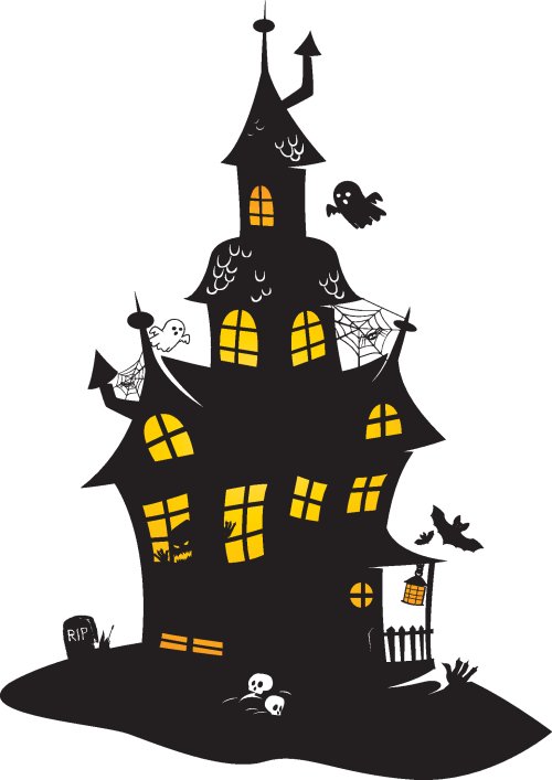 Vector bản vẽ truyền thống halloween màu đen với những con quái vật, dơi và  ma | Thư viện stock vector đẹp miễn phí