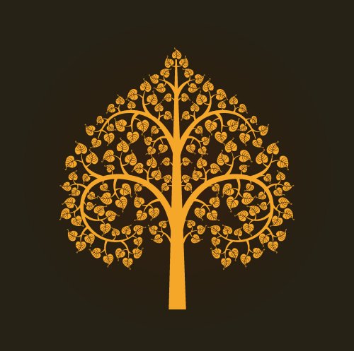 Vector biểu tượng cây bồ đề cây vàng 