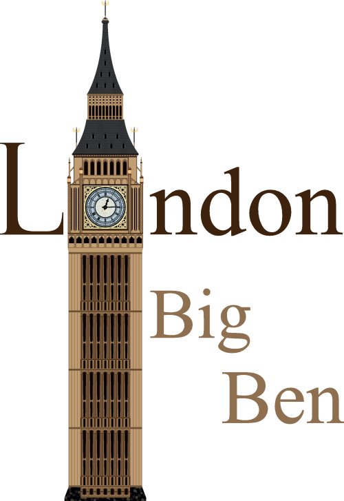 Vector minh họa tháp Big Ben, cô lập trên nền trắng