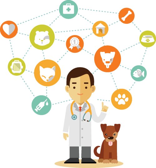 Vector bác sĩ thú y và con chó