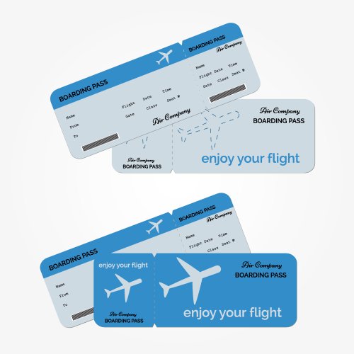Vector biến thể của vé máy bay được tách ra trên nền trắng