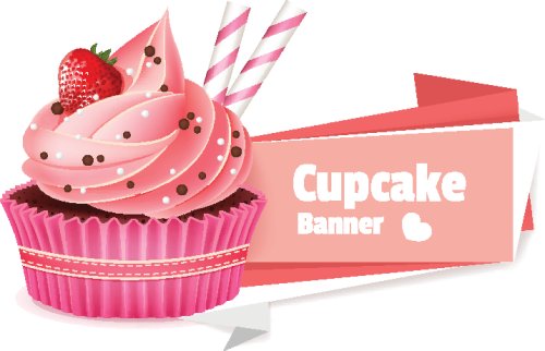 Vector biểu ngữ bánh cupcake màu hồng