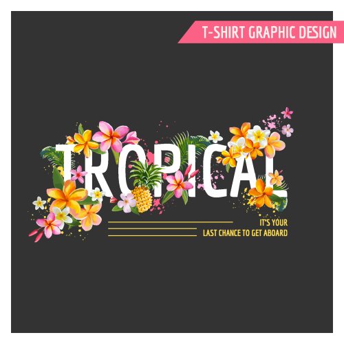 Vector hoa nhiệt đới dùng thiết kế đồ họa cho áo thun, thời trang, bản in