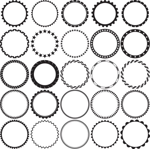 Vector bộ sưu tập các khung viền trang trí tròn với nền rõ ràng.