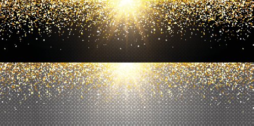 Vector bong bóng vàng bay lấp lánh theo các hướng khác nhau, bụi vàng