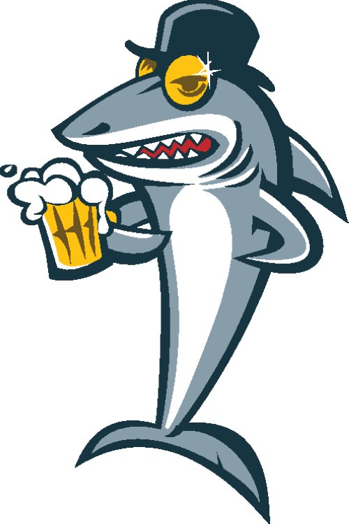 Vector cá mập với một cốc bia