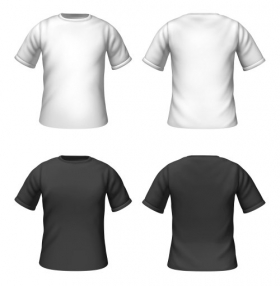 Hình ảnh mẫu áo phông trống với màu đen và trắng