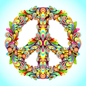 Vector biểu tượng hòa bình được làm bằng vòng xoáy đầy màu sắc