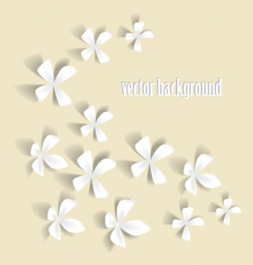 Vector Hoa màu trắng lãng mạn trên nền sáng