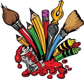 Vector Nghệ thuật thiết bị trường học ,Bút sơn, Bút chì màu, Sơn dầu