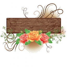 Vector Bảng hiệu bằng gỗ nổi bật được trang trí hoa hồng 