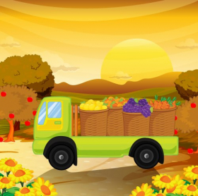 Vector minh họa xe chở trái cây