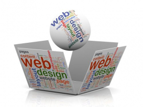 Hình vẽ mặt cầu 3D và hình khối mở wordcloud biểu trưng cho thiết kế web