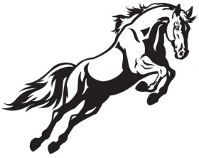 Vector con ngựa đang nhảy, hình ảnh đen trắng được cô lập trên nền trắng