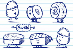Vector  Sushi Doodles