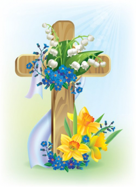 Vector Chữ thập lễ phục sinh được trang trí hoa lá 