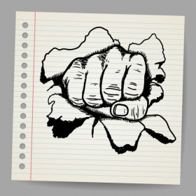 Vector mô tả phong cách viết hoa của một biểu tượng tay nắm vững