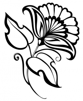 Vector vẽ tay hoa màu đen và trắng, yếu tố thiết kế trong phong cách retro