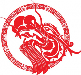 Vector đầu Rồng của Trung Quốc với viền biên giới thiết kế nghệ thuật