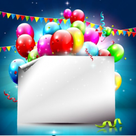 Vector hình nền sinh nhật với quả bóng đầy màu sắc và giấy trống