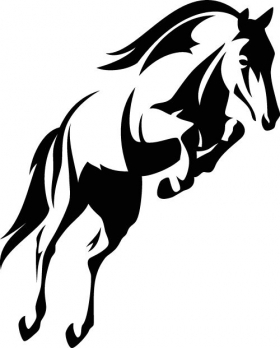 Vector phác thảo màu đen và trắng con ngựa đang nhảy