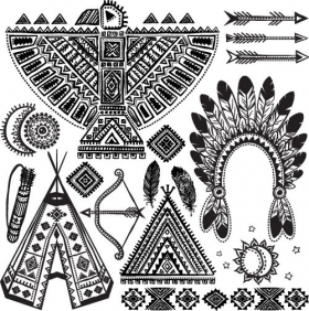Vector tập hợp các biểu tượng của bộ lạc Mỹ 