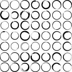 Vector Bộ bàn chải hình tròn grunge cho các khung hình.
