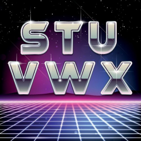 Vector Phông chữ Sci-Fi Retro thập niên 80 từ S đến X