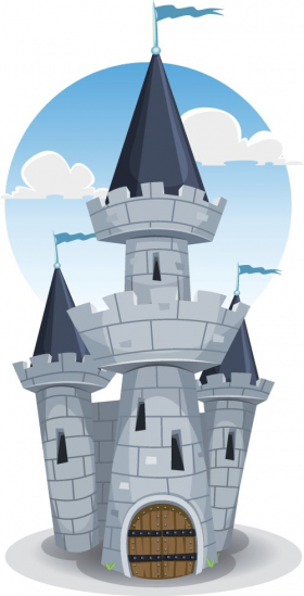 Vector minh hoạ một lâu đài trung cổ, với tháp donjon