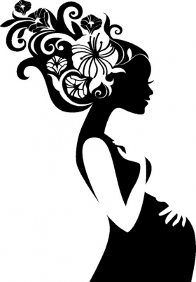 Vector hình ảnh người phụ nữ đẹp mang thai với mái tóc hoa