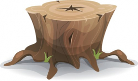 Vector minh họa phim hoạt hình hài hước với gốc cây, rễ và cỏ