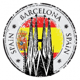 Vector Tem cao su Grunge của Barcelona, ​​Tây Ban Nha