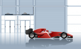 Vector minh họa của chiếc xe đua trong nhà để xe