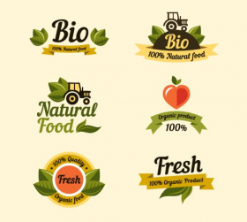 Vector nhãn phong cách cổ điển cho thực phẩm hữu cơ và đồ uống