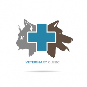 Vector phòng thí nghiệm thú y biểu tượng mèo và hình con chó
