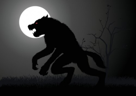 Vector người sói ẩn trong bóng tối dưới trăng tròn