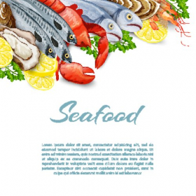 Vector Sản phẩm hải sản với tôm thẻ chân vịt cua tôm sò nhuyễn