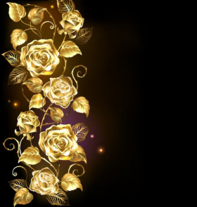 Vector hoa hồng vàng xoắn trên nền đen
