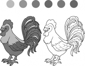 Vector phác thảo hình hai con gà, đồ chơi trẻ em