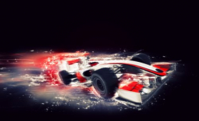 Ảnh 3D của một chiếc xe F1 chung với hiệu ứng tốc độ đặc biệt