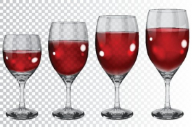 Vector bộ ly thủy tinh trong suốt có kích cỡ khác nhau với rượu vang đỏ