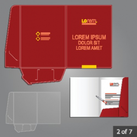 Vector thiết kế mẫu thư mục cổ điển màu đỏ cho công ty với màu vàng trung tâm