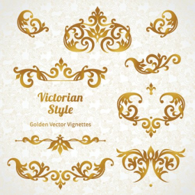 Vector thiết lập các đồ trang sức cổ điển theo phong cách Victoria