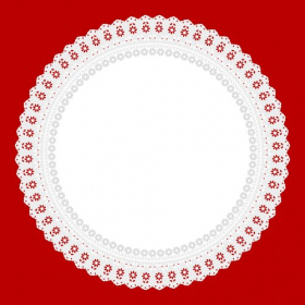 Vector khăn ăn màu trắng mở trên nền đỏ