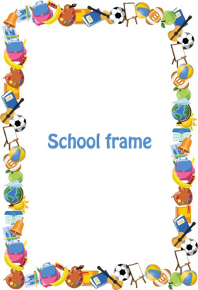 Vector khung hoạt hình sinh viên và đồ dùng trường học