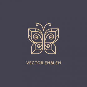 Vector mẫu thiết kế trừu tượng theo phong cách tuyến tính, biểu tượng bướm
